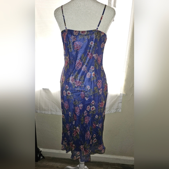 David Warren New York silk purple floral dress w. Semi sheer Cardigan - Picture 6 of 10